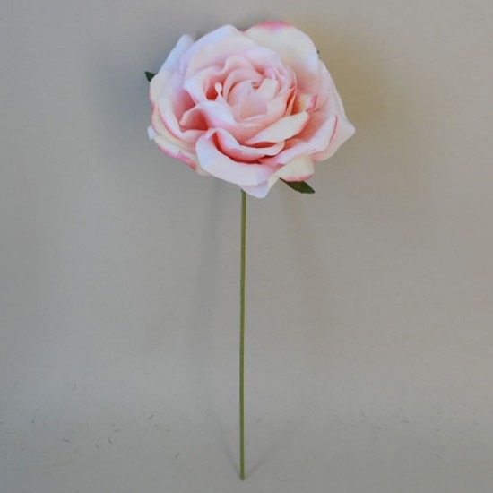 Artificial Flowers Silk Roses on Wire Stem Pink 25cm